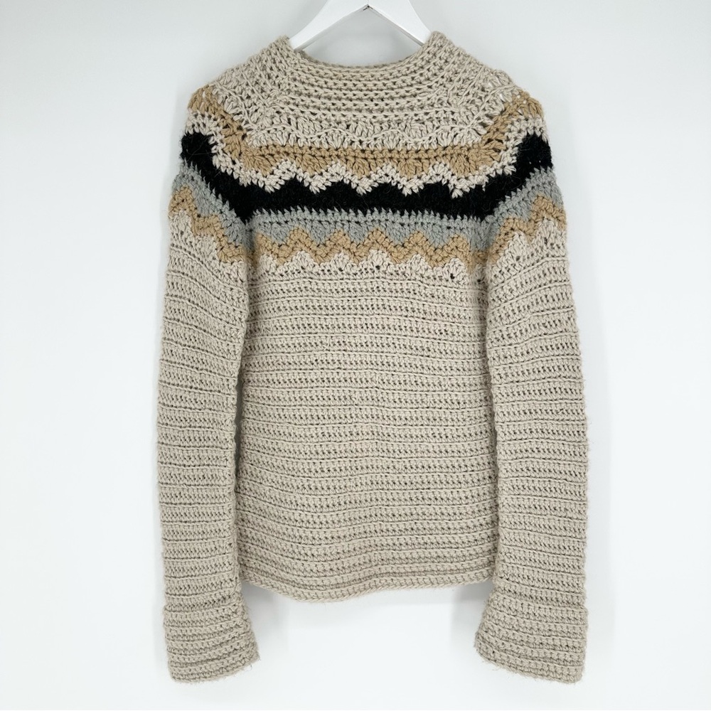 J Crew Sweater Alpaca Handknit Fair Isle Chunky Knit Pullover Y2K
